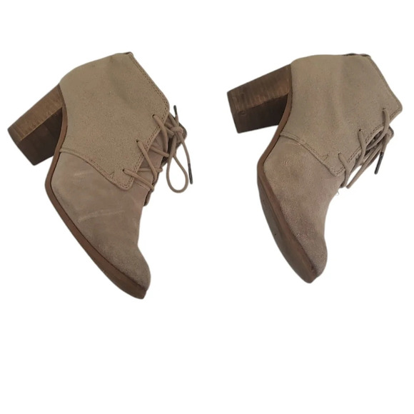 Toms Lunata Tarmac Taupe Desert Suede Ankle Bootie Lace Up - Picture 2 of 4